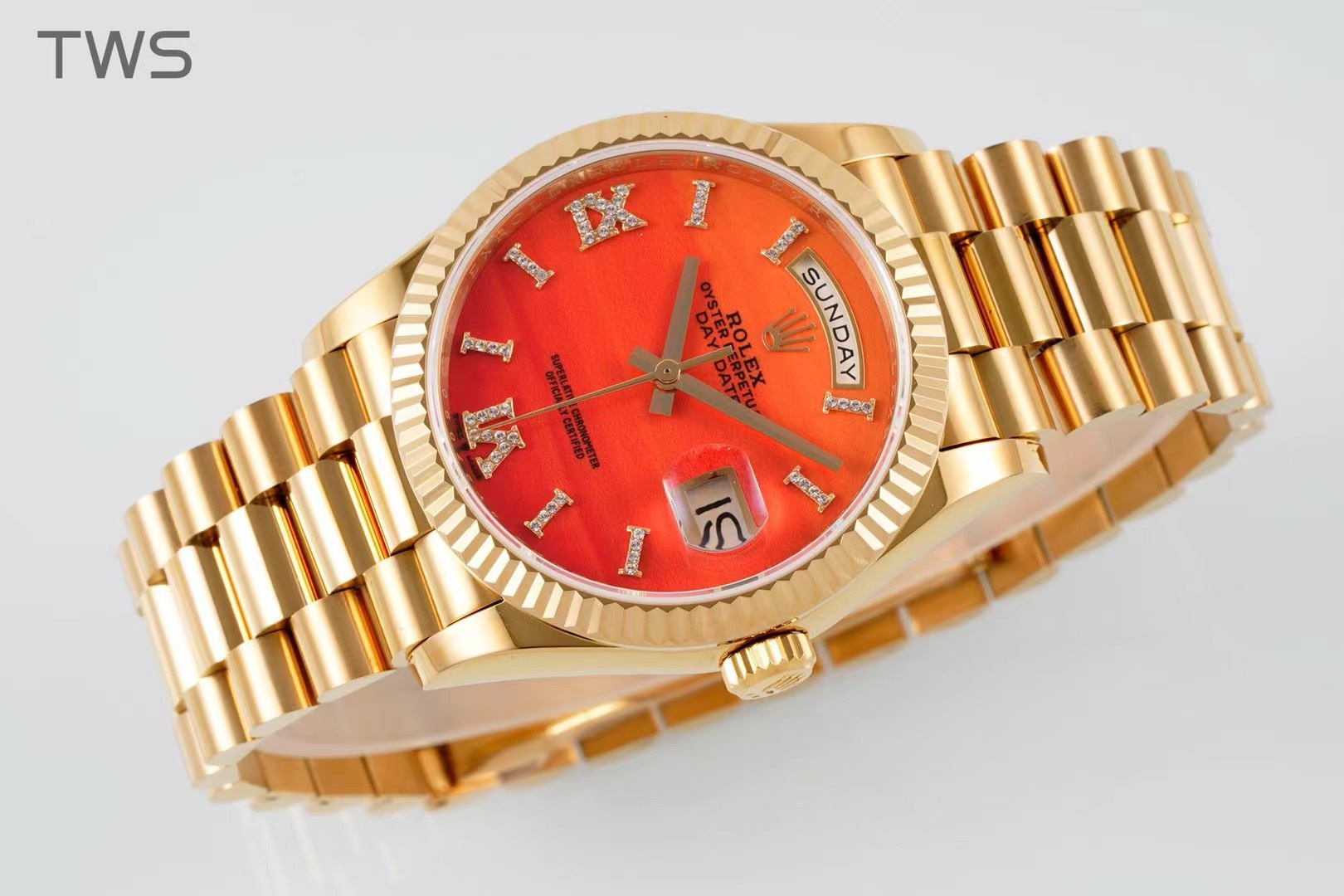 Bagsaaa R01ex Day-Date 36mm Gold Orange D1am0nd Dial