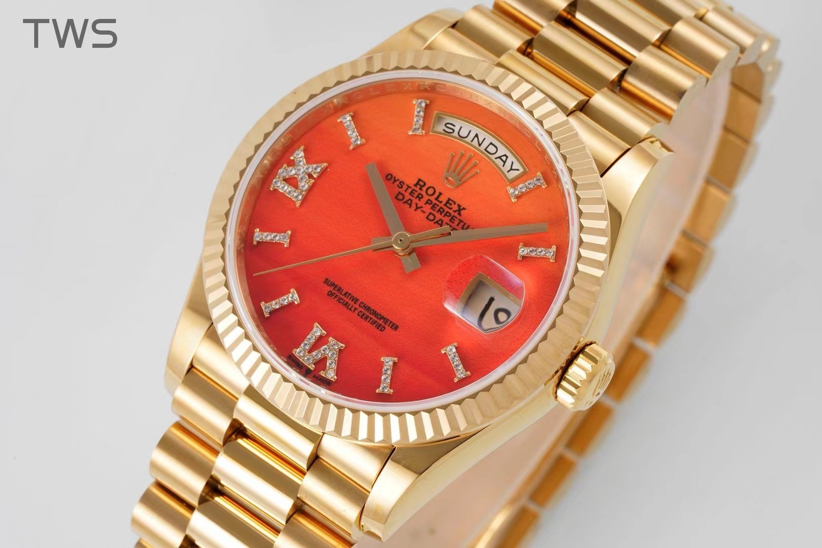 Bagsaaa R01ex Day-Date 36mm Gold Orange D1am0nd Dial