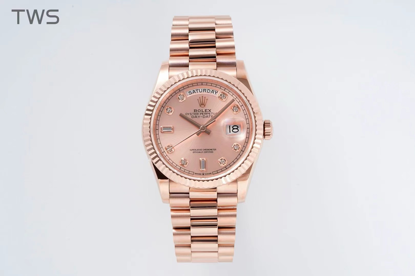 Bagsaaa R01ex Day-Date 36 Everose Fluted / President / Pink D1am0nds