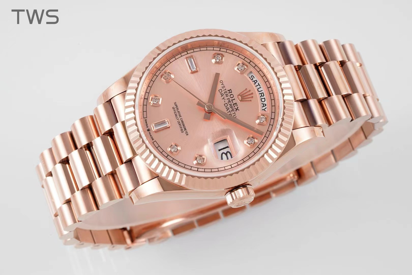 Bagsaaa R01ex Day-Date 36 Everose Fluted / President / Pink D1am0nds