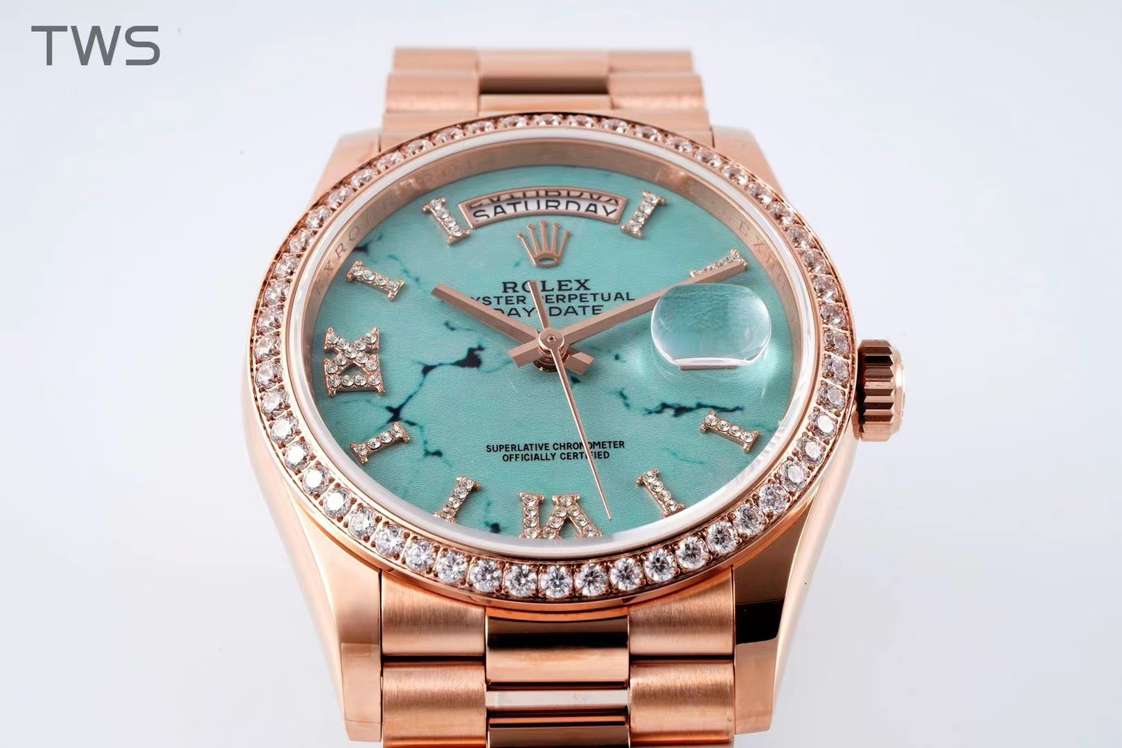 BAGSAAA R01ex DAY-DATE TURQUOISE WATCH 36MM