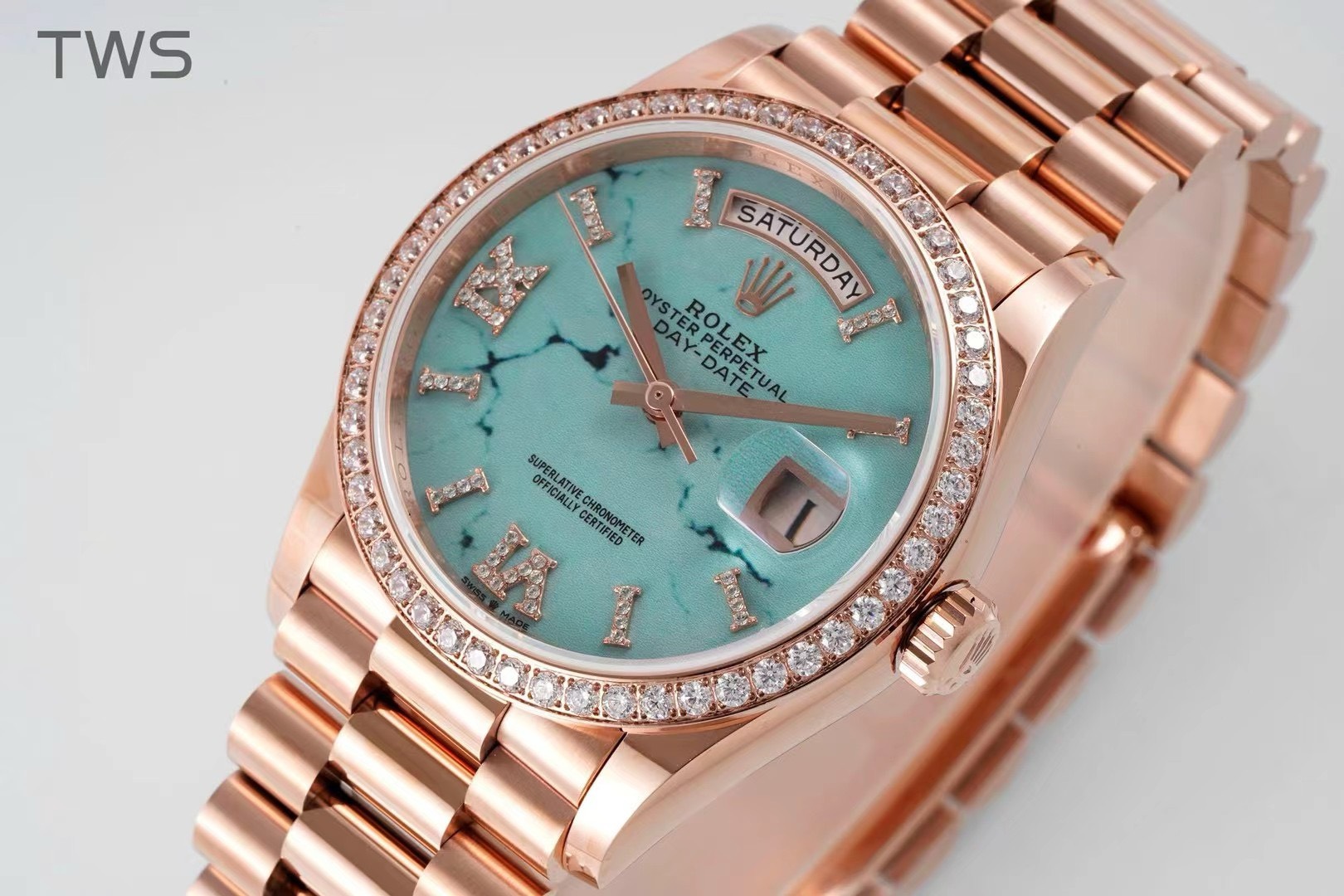 BAGSAAA R01ex DAY-DATE TURQUOISE WATCH 36MM
