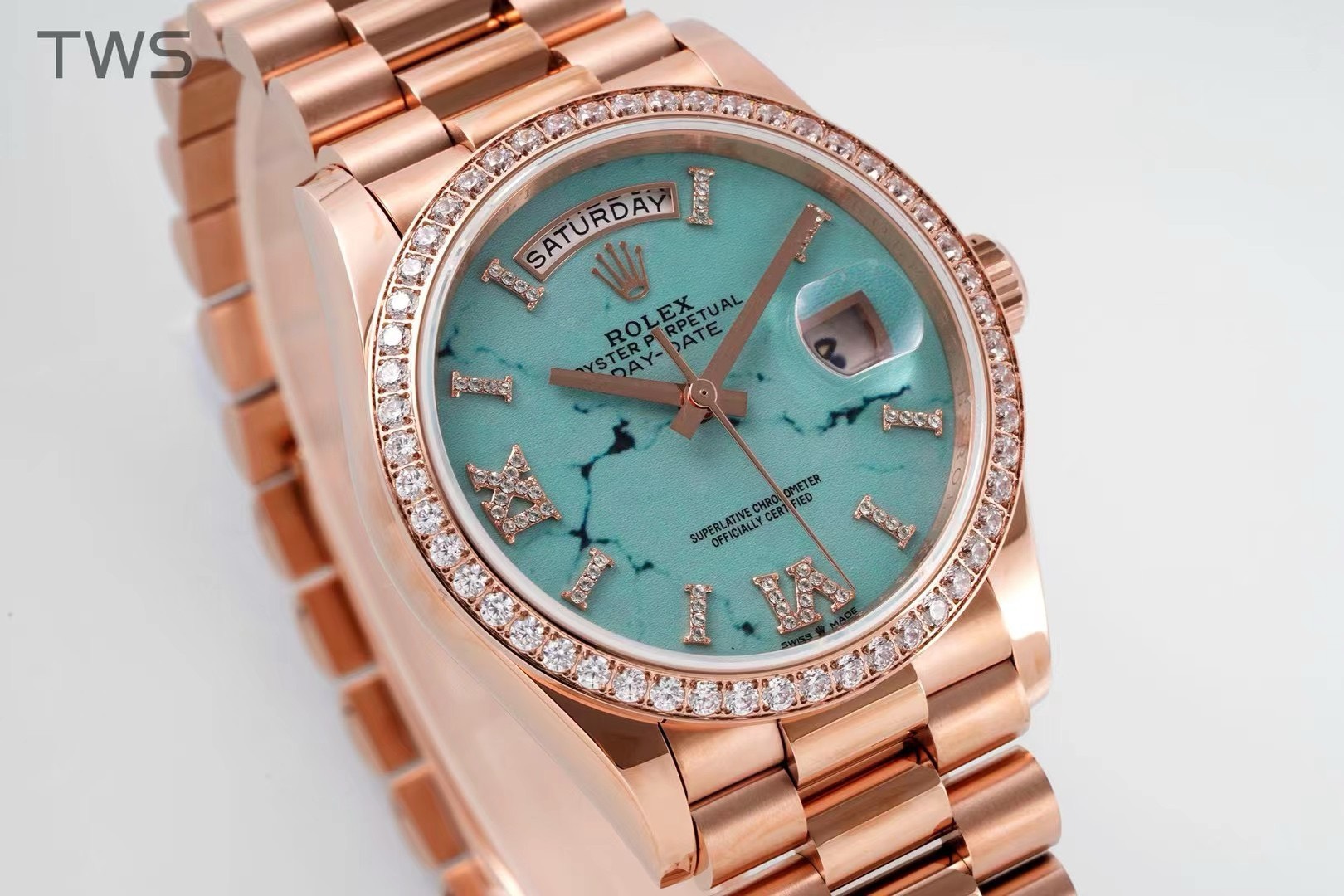 BAGSAAA R01ex DAY-DATE TURQUOISE WATCH 36MM