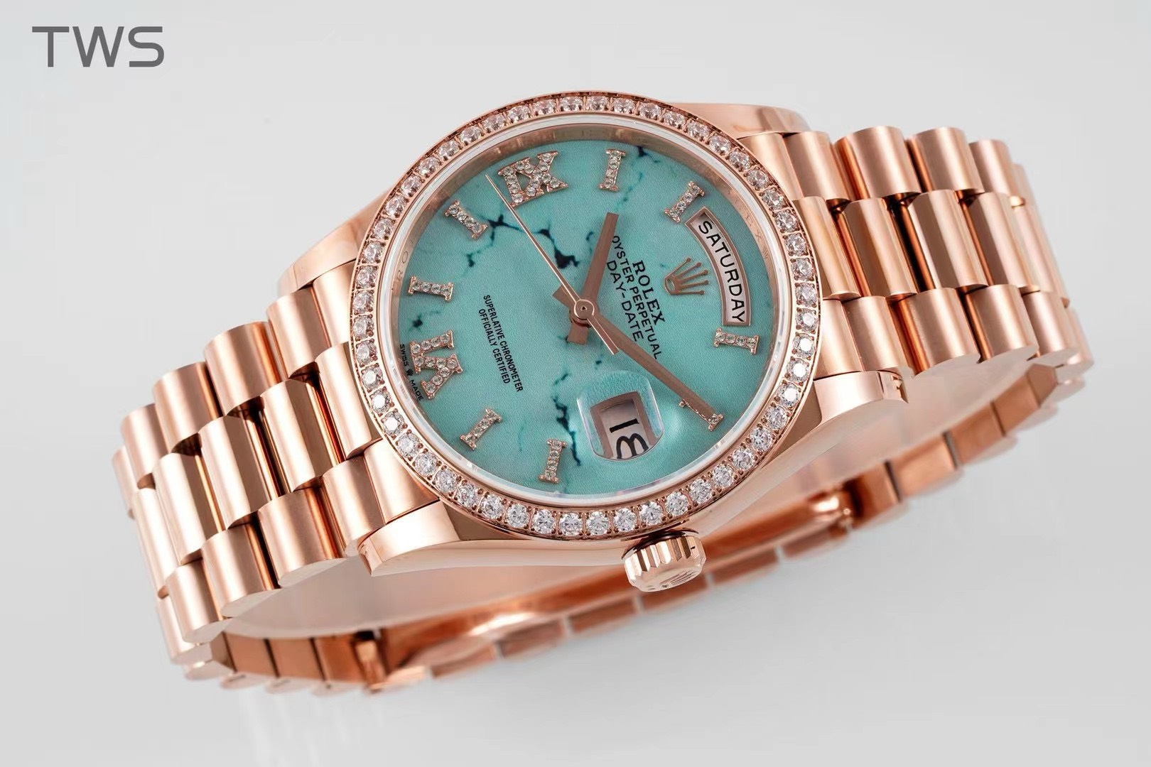 BAGSAAA R01ex DAY-DATE TURQUOISE WATCH 36MM