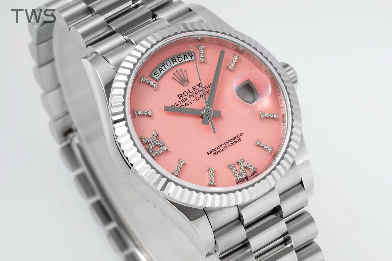 Bagsaaa R01ex Day-Date 36mm Platinum President Opal Pink D1am0nd Dial