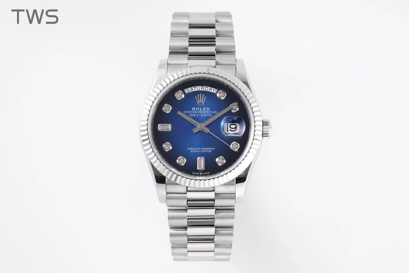 Bagsaaa R01ex Watch Day-Date 36 Silver Blue Dial
