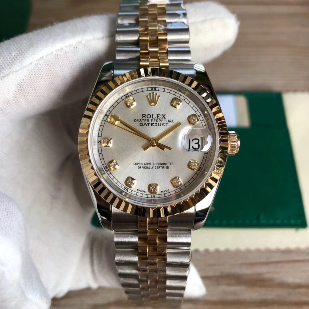 Bagsaa R01ex Lady-Datejust Stainless Steel Yellow Gold and Silver Dial 