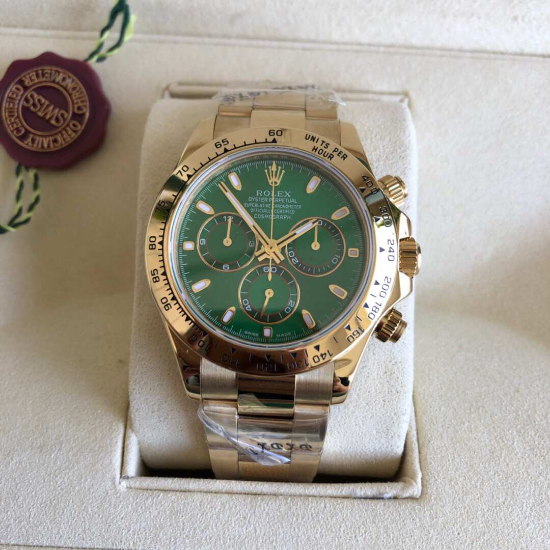 Bagsaaa R01ex Daytona John Mayer Yellow Gold Green Dial 40mm Watch