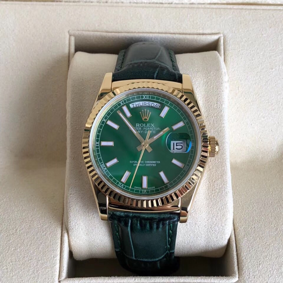 Bagsaaa R01ex Day-Date 36 Green Dial Solid Gold Watch 