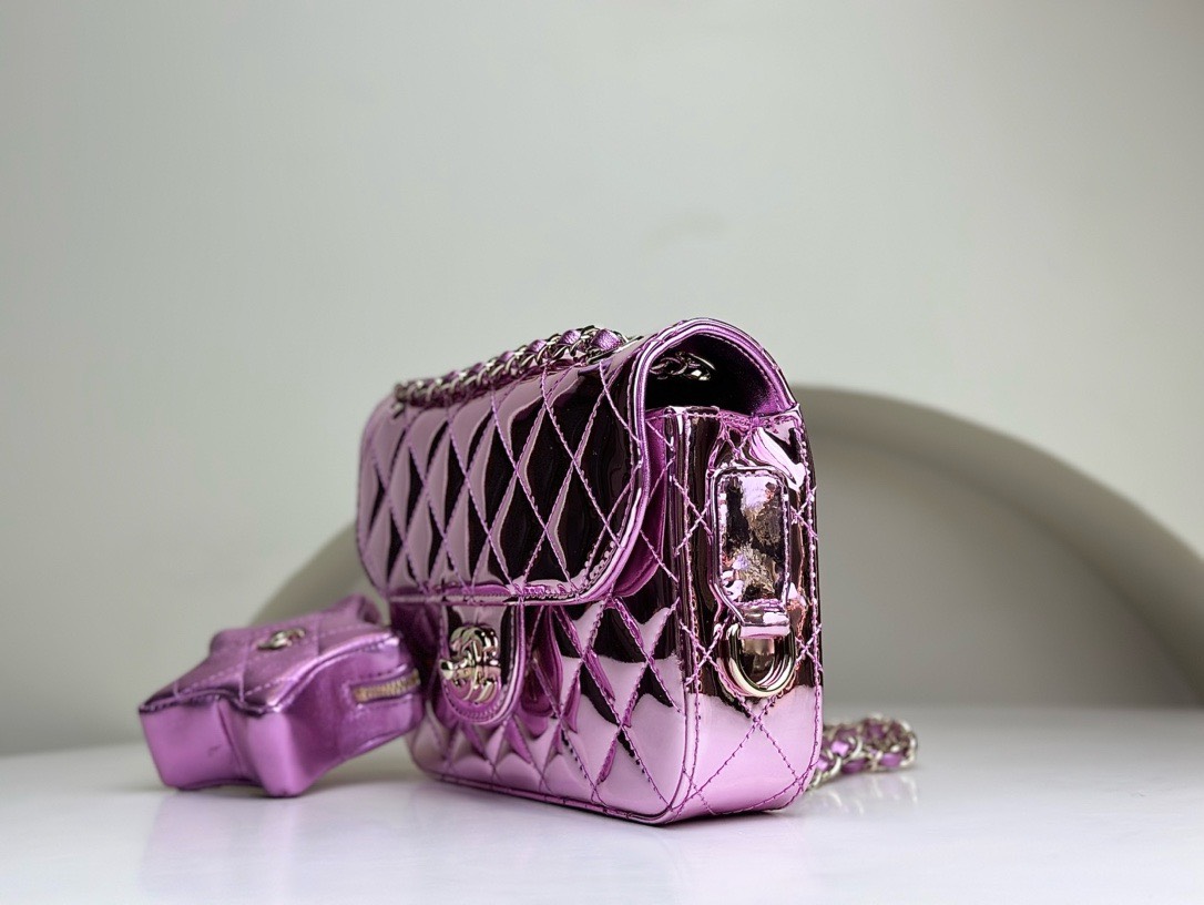 Bagsaaa Ch**el Mini Flap Bag & Star Coin Purse AS4646 Pink - 12.5 × 19 × 5 cm