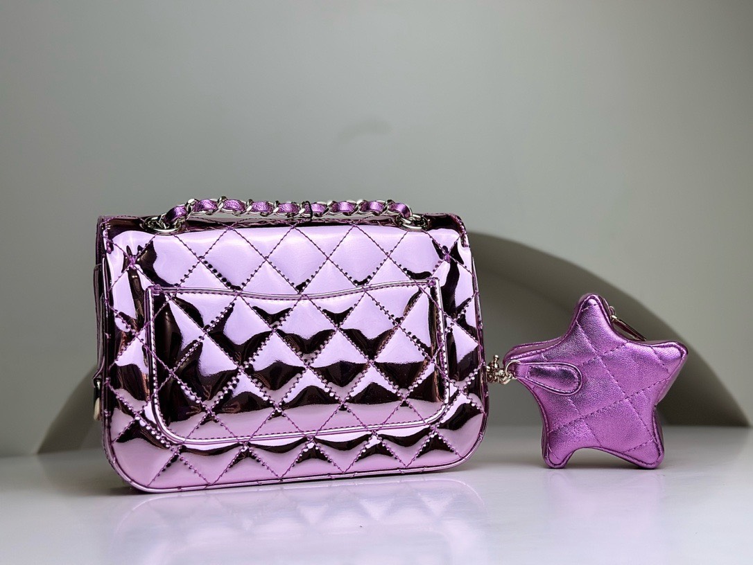 Bagsaaa Ch**el Mini Flap Bag & Star Coin Purse AS4646 Pink - 12.5 × 19 × 5 cm
