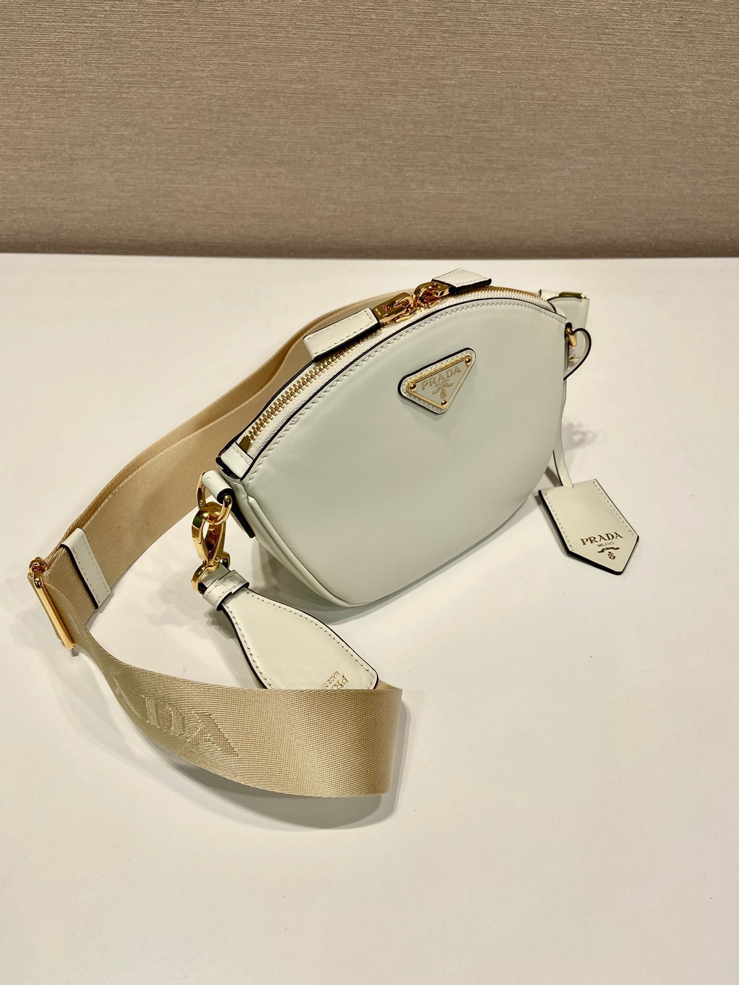 Bagsaaa Pra*a Leather mini shoulder bag White - 18x15x8cm