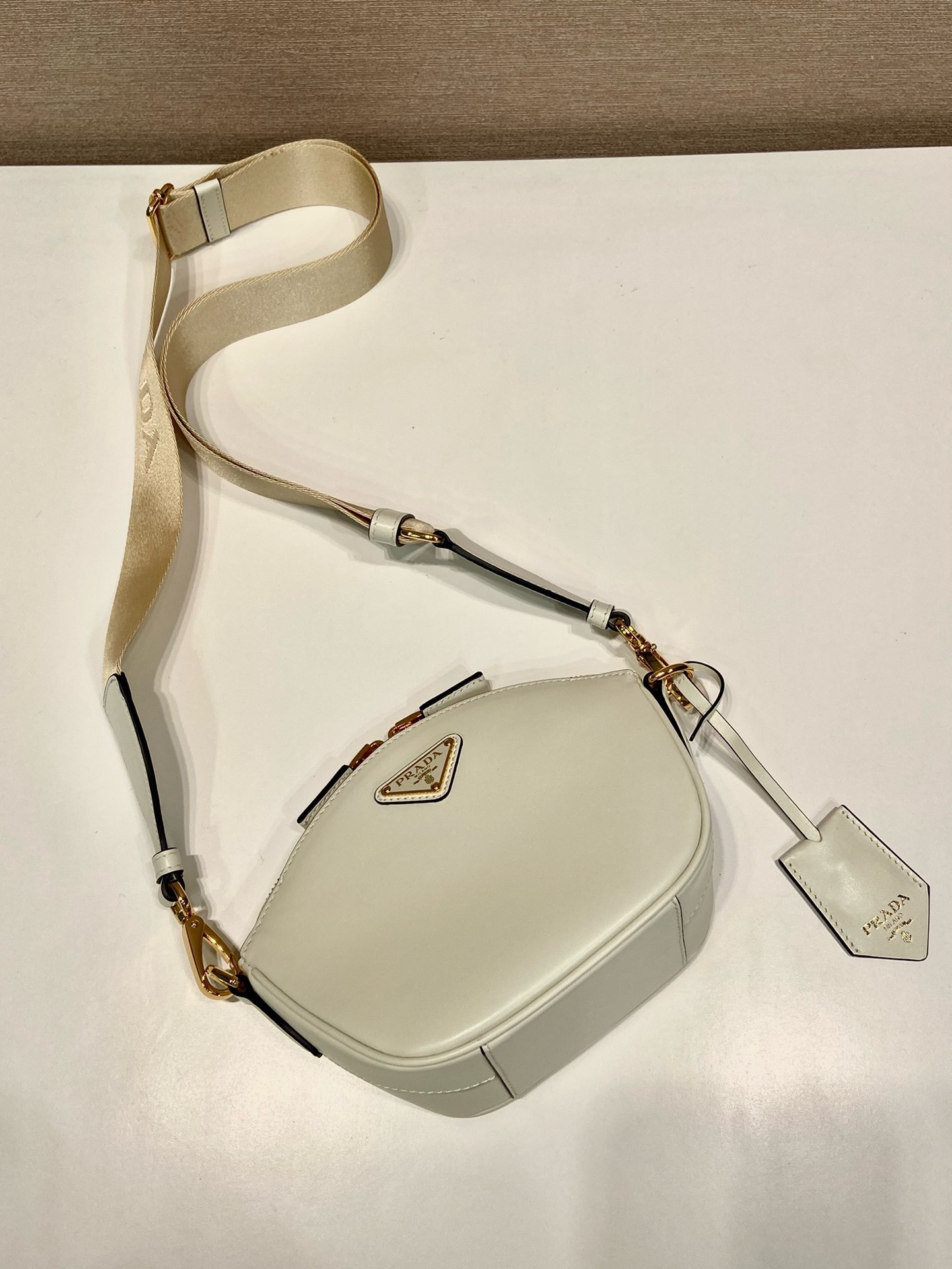 Bagsaaa Pra*a Leather mini shoulder bag White - 18x15x8cm