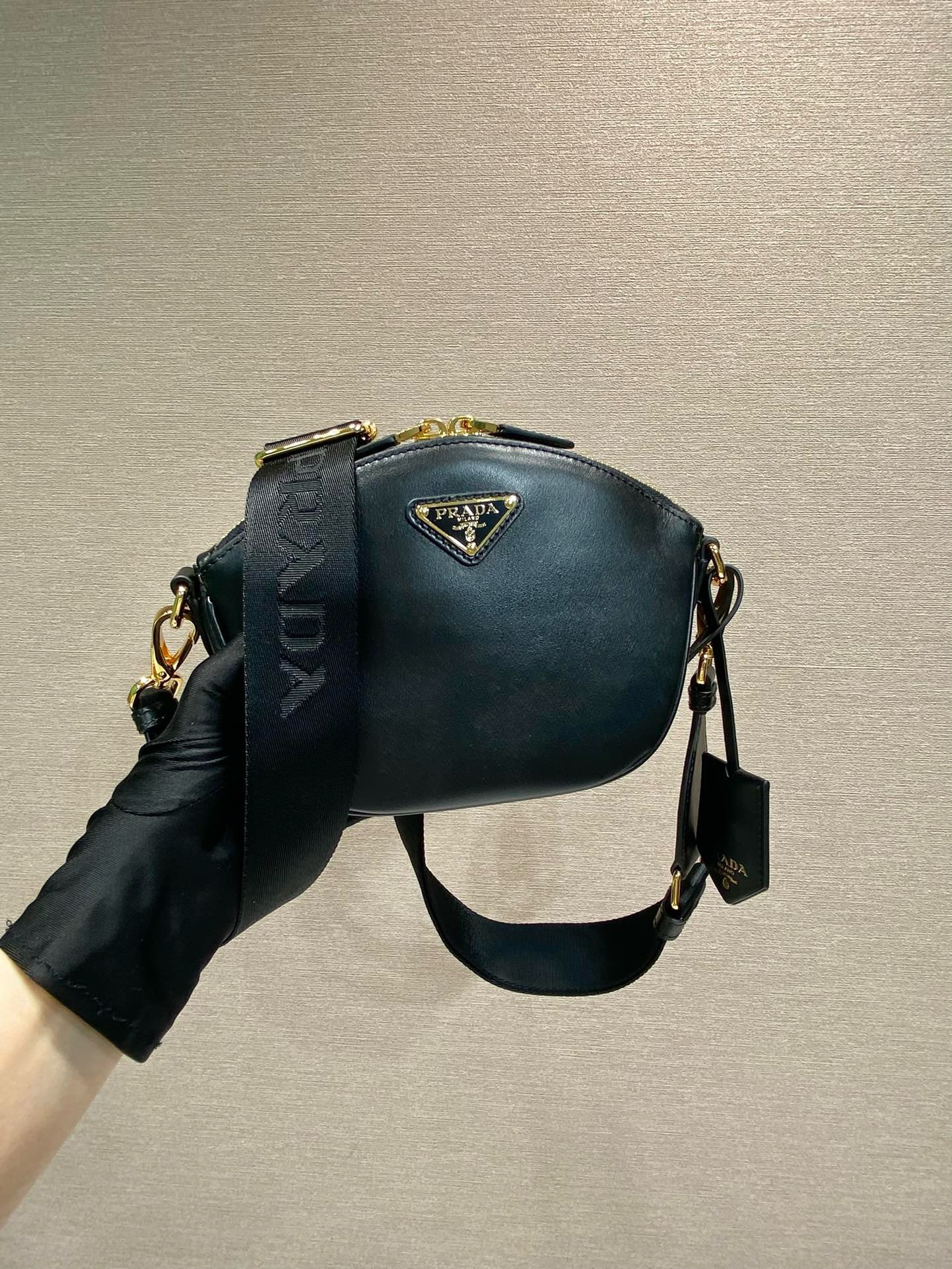 Bagsaaa Pra*a Leather mini shoulder bag Black - 18x15x8cm