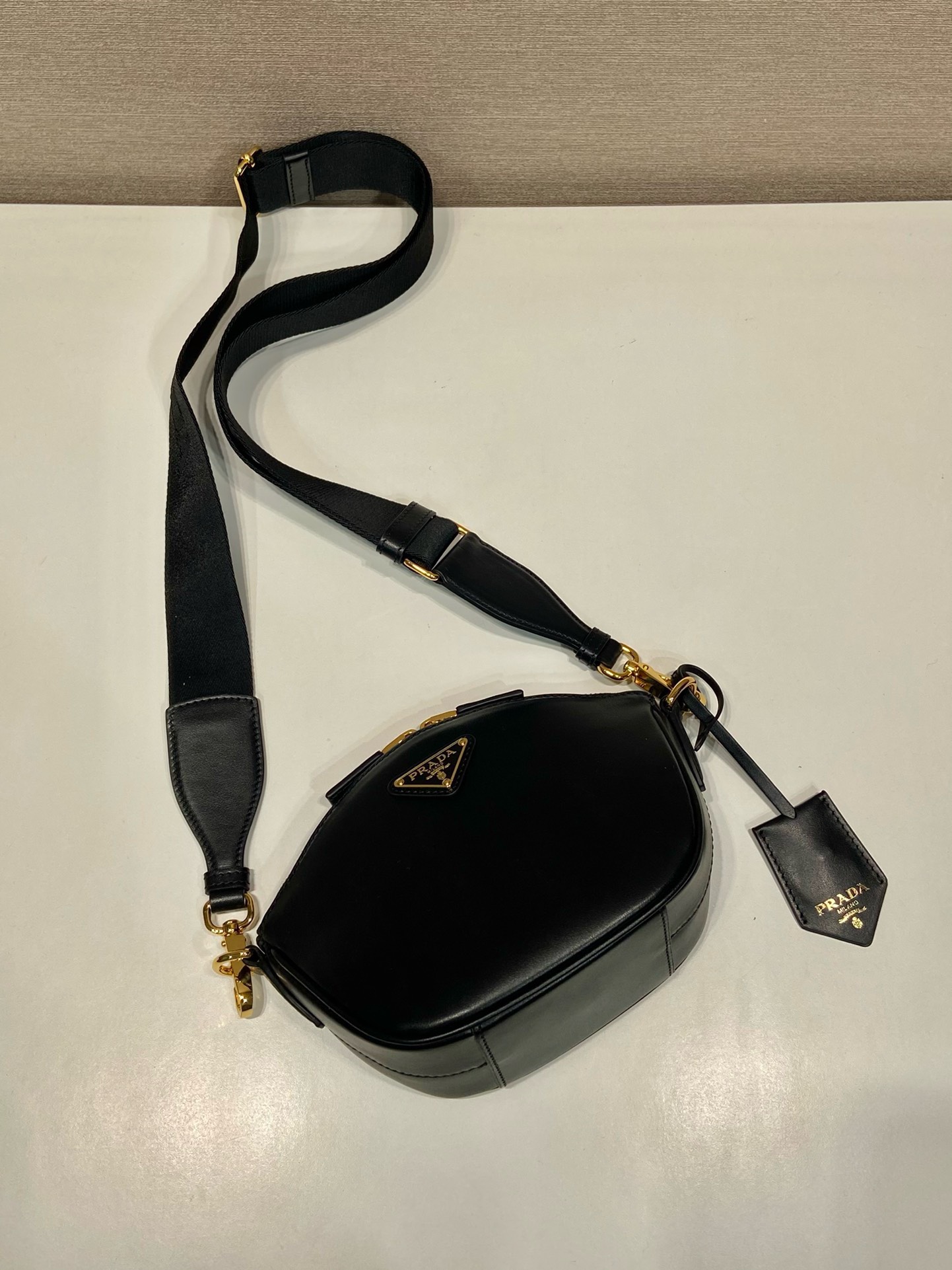 Bagsaaa Pra*a Leather mini shoulder bag Black - 18x15x8cm