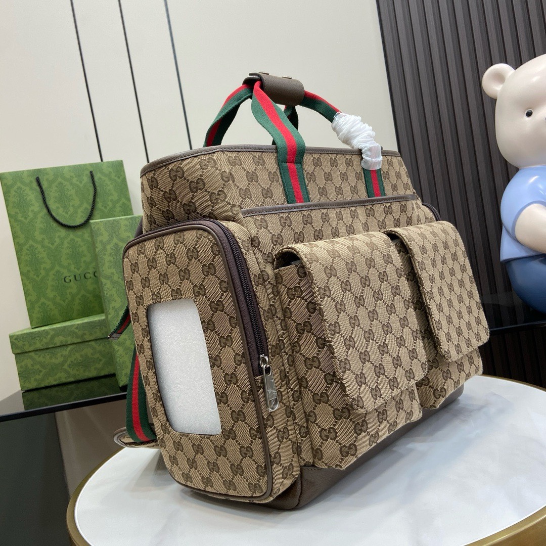 BAGSAAA Gvc*1 ORIGINAL GG DIAPER BAG Beige and ebony Original GG canvas - W40cm x H35cm x D20cm