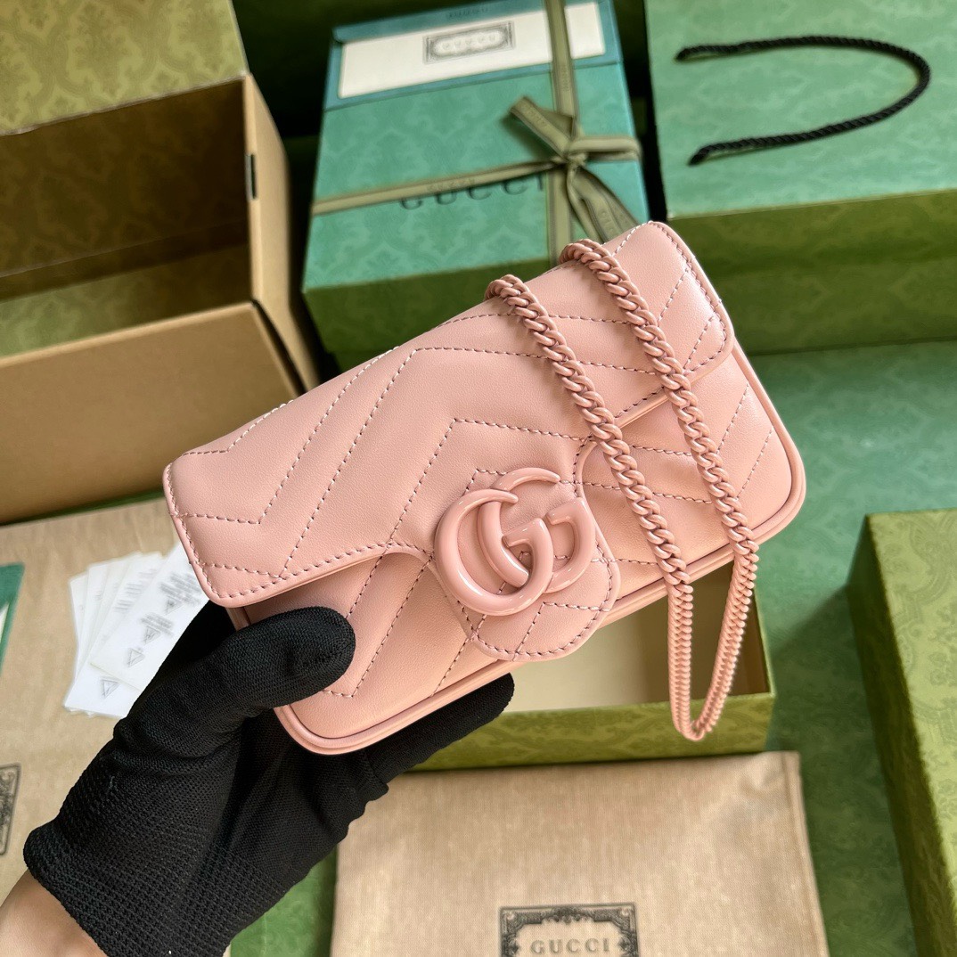 Bagsaaa Gvc*1 GG Marmont Mini Pink Shoulder Bag - 16.5x10x4.5cm