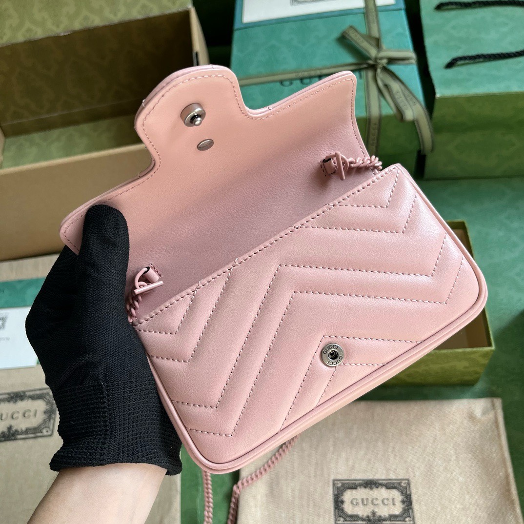 Bagsaaa Gvc*1 GG Marmont Mini Pink Shoulder Bag - 16.5x10x4.5cm