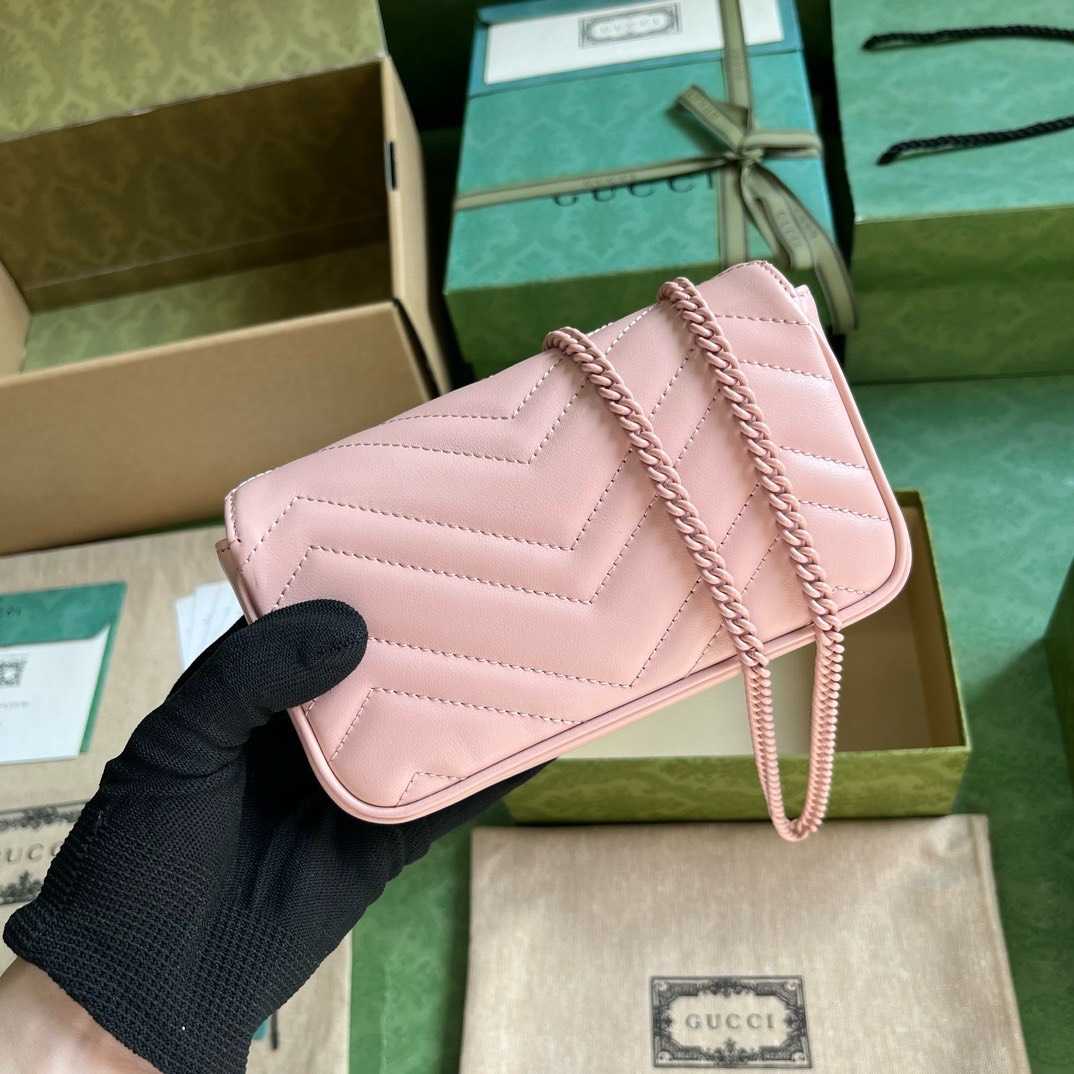 Bagsaaa Gvc*1 GG Marmont Mini Pink Shoulder Bag - 16.5x10x4.5cm