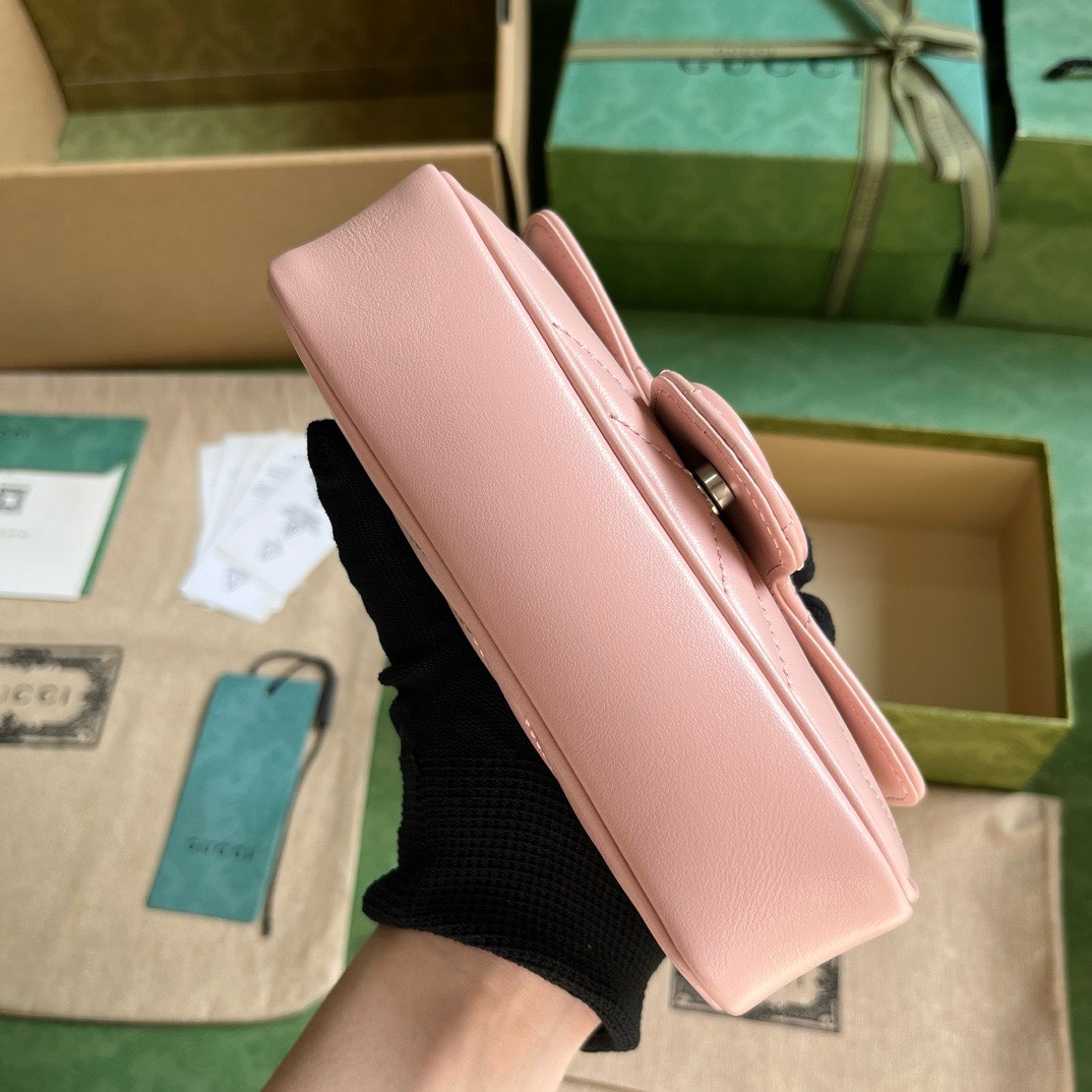 Bagsaaa Gvc*1 GG Marmont Mini Pink Shoulder Bag - 16.5x10x4.5cm