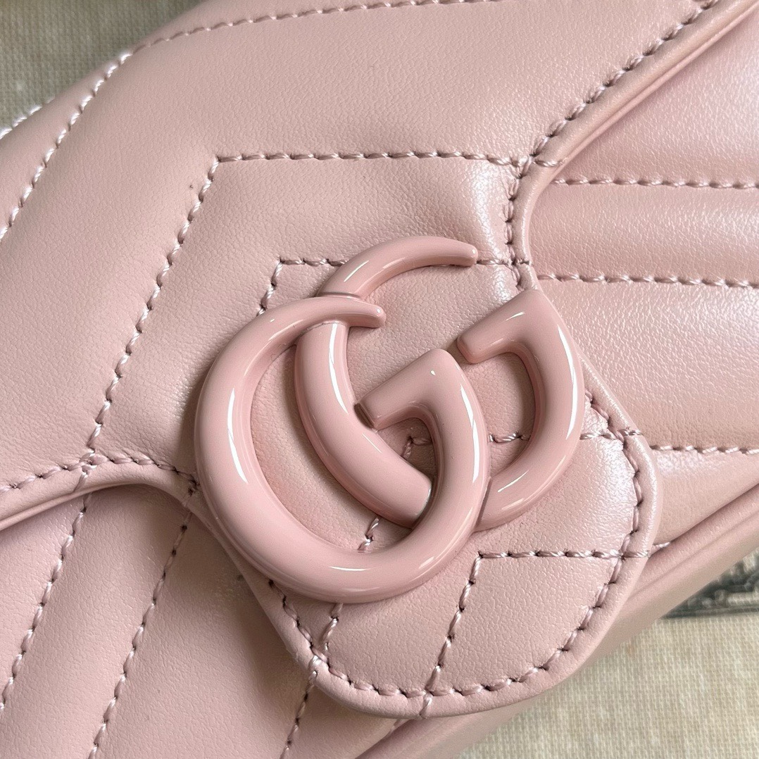 Bagsaaa Gvc*1 GG Marmont Mini Pink Shoulder Bag - 16.5x10x4.5cm
