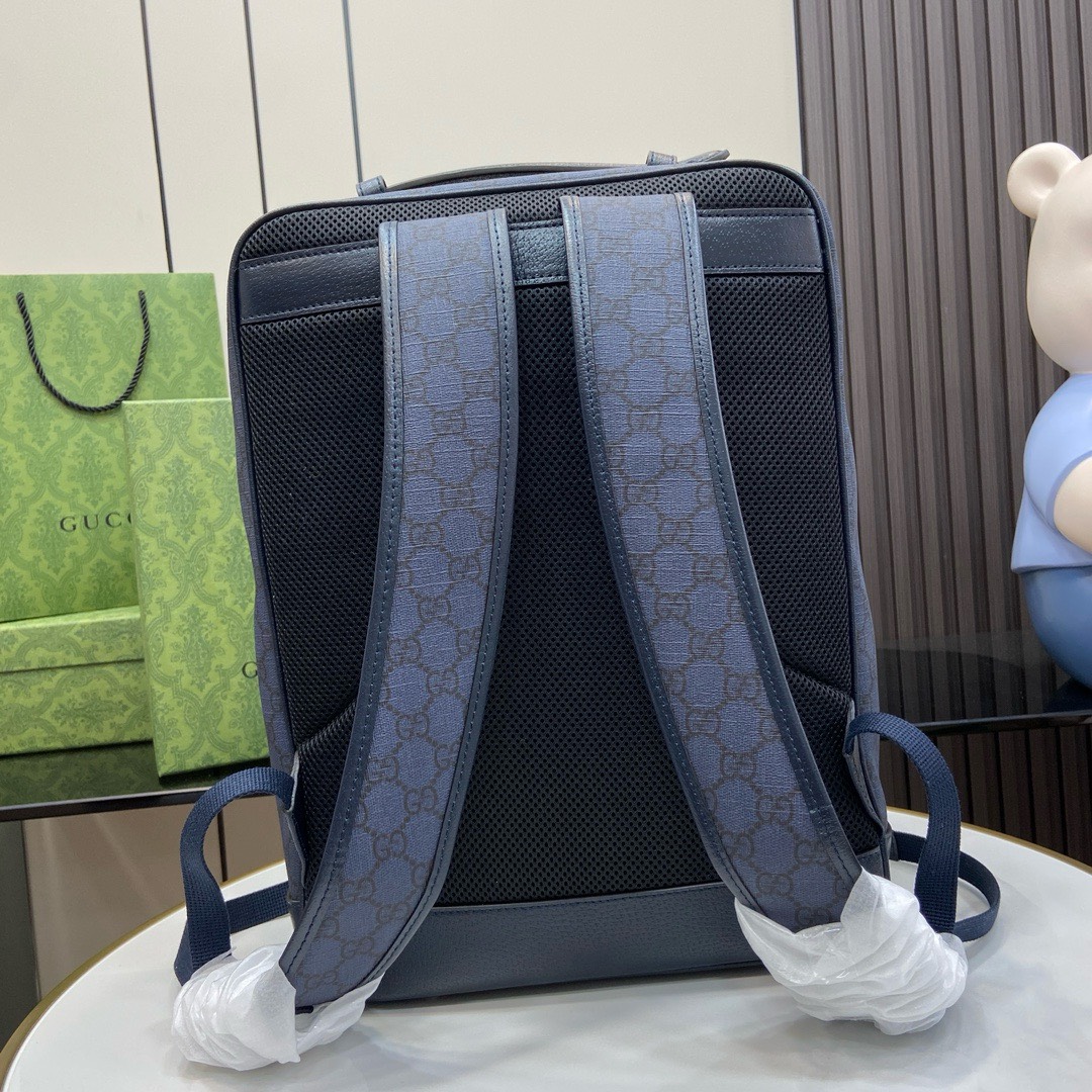 BAGSAAA Gvc*1 OPHIDIA GG MEDIUM BACKPACK BLUE - W30cm x H40cm x D14cm