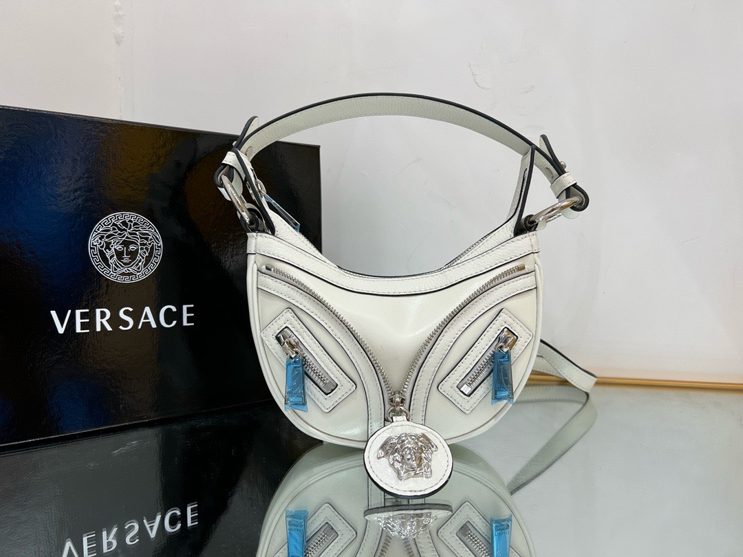 Bagsaaa Versace Repeat Medusa Mini leather shoulder bag in white - 20x4x13cm