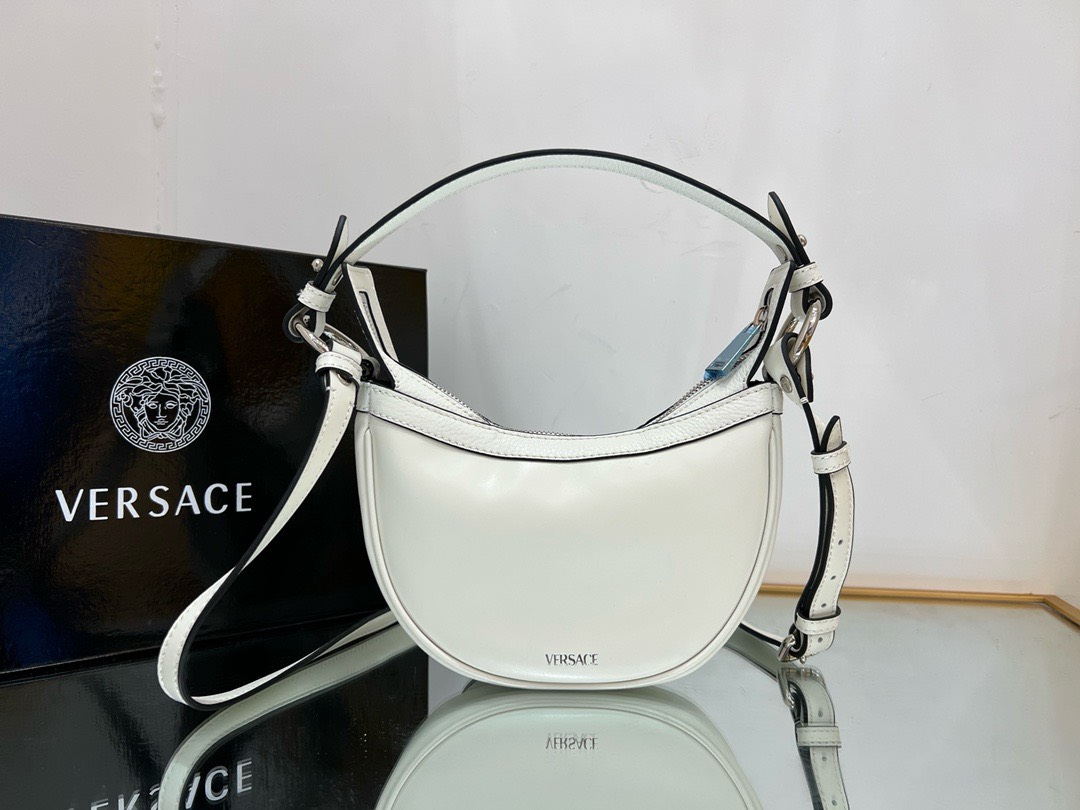 Bagsaaa Versace Repeat Medusa Mini leather shoulder bag in white - 20x4x13cm