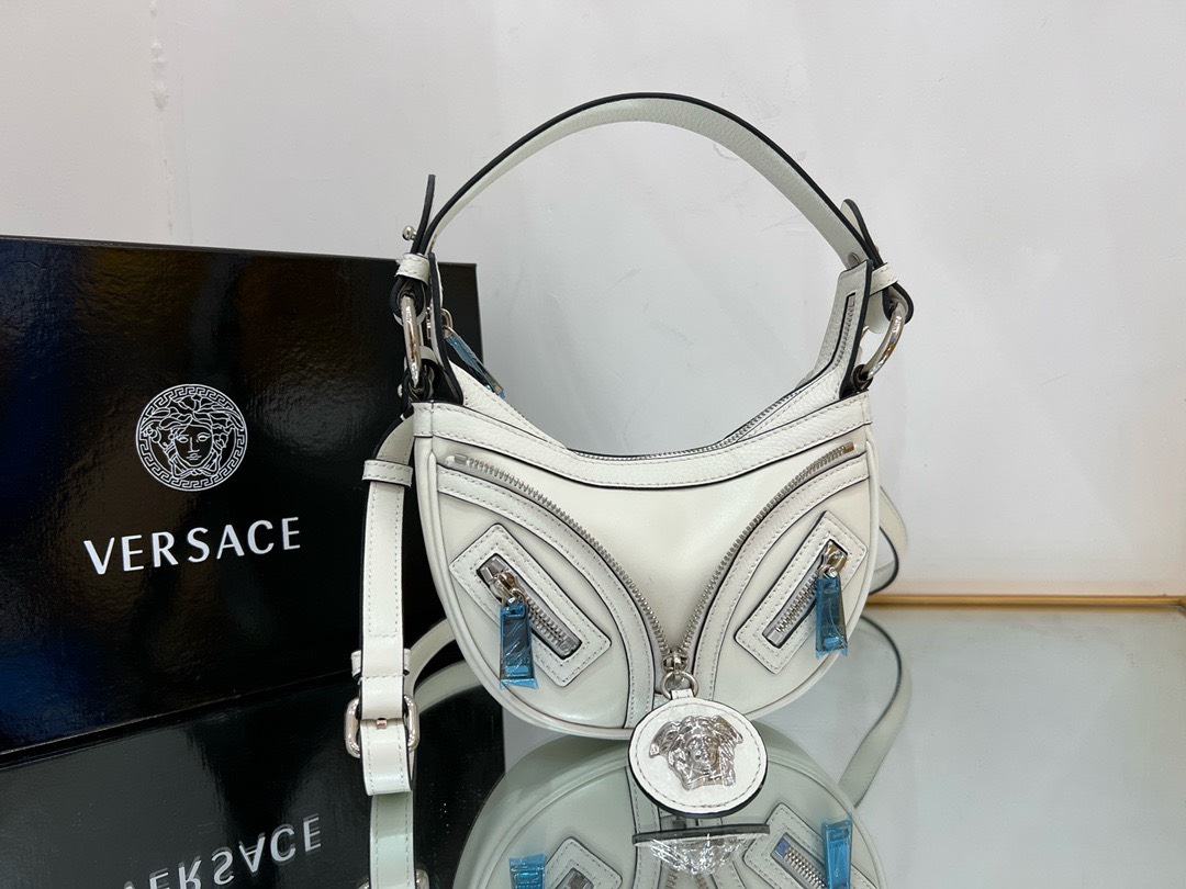 Bagsaaa Versace Repeat Medusa Mini leather shoulder bag in white - 20x4x13cm