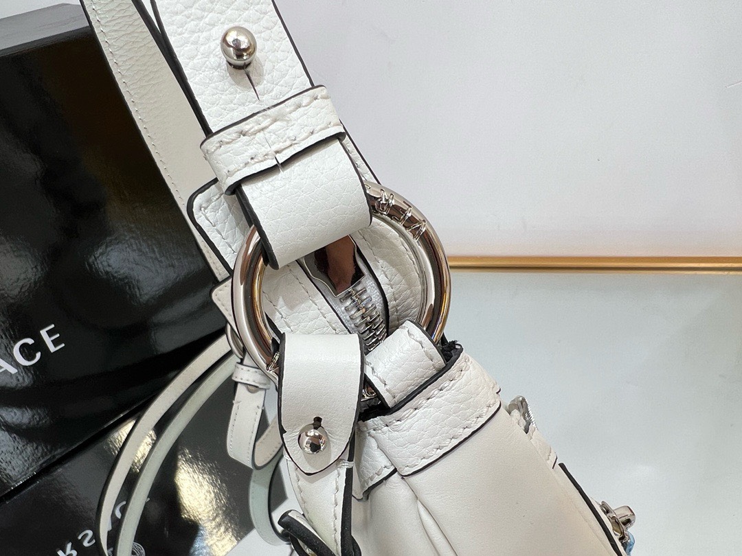 Bagsaaa Versace Repeat Medusa Mini leather shoulder bag in white - 20x4x13cm