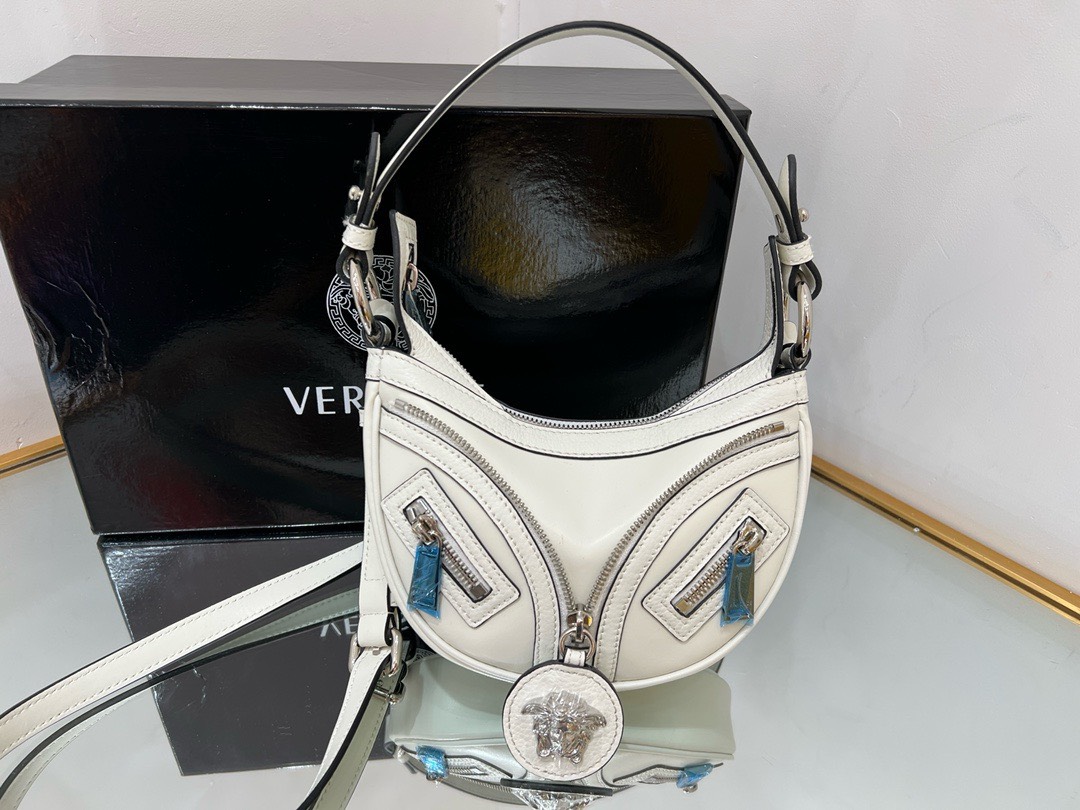 Bagsaaa Versace Repeat Medusa Mini leather shoulder bag in white - 20x4x13cm