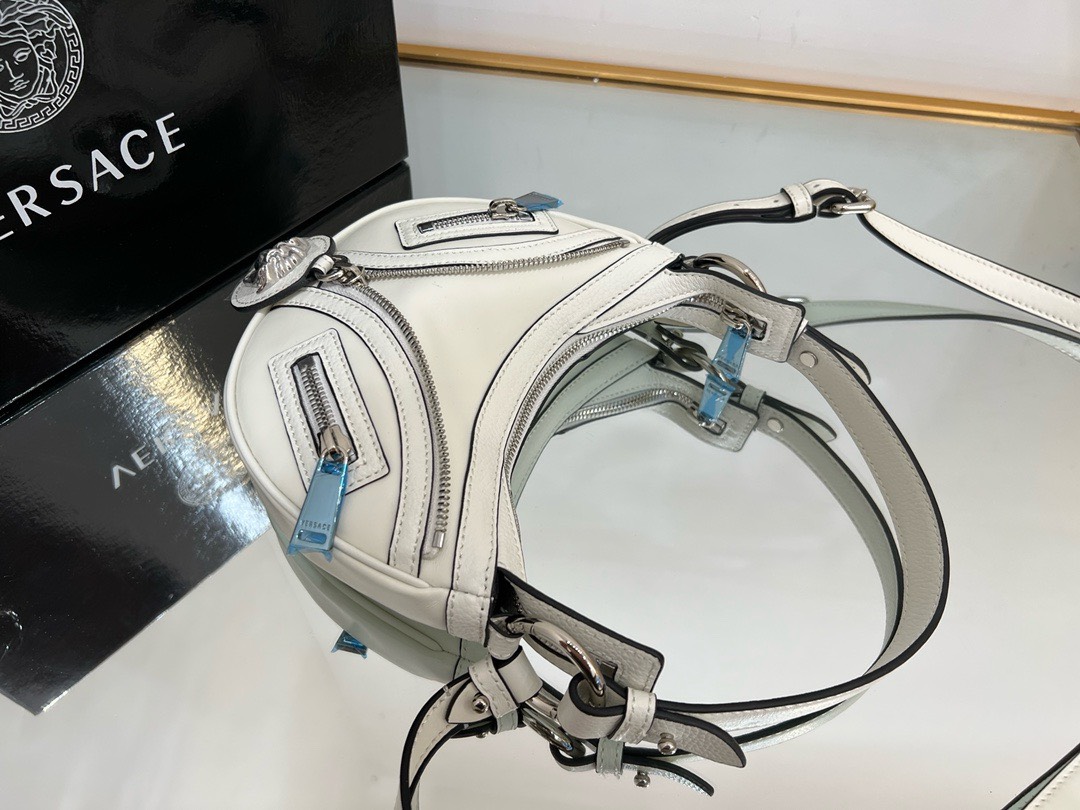 Bagsaaa Versace Repeat Medusa Mini leather shoulder bag in white - 20x4x13cm