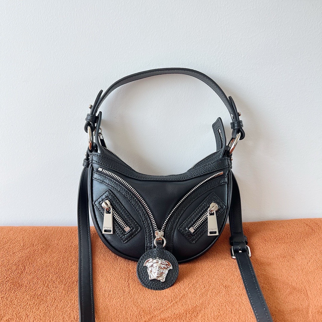 Bagsaaa Versace Repeat Medusa Mini leather shoulder bag in black - 20x4x13cm