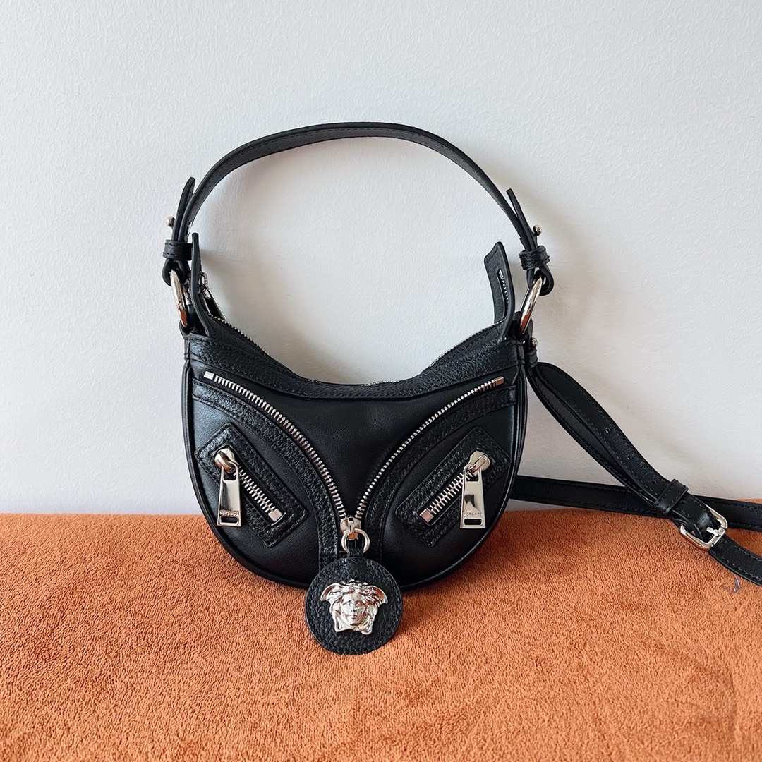 Bagsaaa Versace Repeat Medusa Mini leather shoulder bag in black - 20x4x13cm