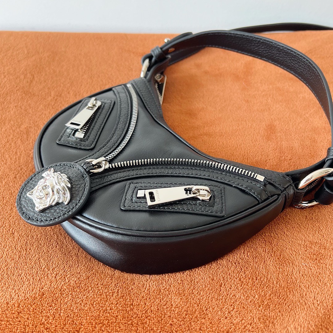 Bagsaaa Versace Repeat Medusa Mini leather shoulder bag in black - 20x4x13cm