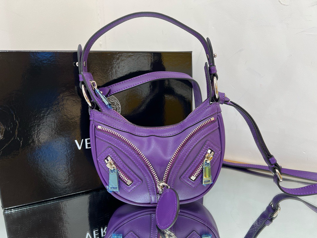 Bagsaaa Versace Repeat Medusa Mini leather shoulder bag in purple - 20x4x13cm