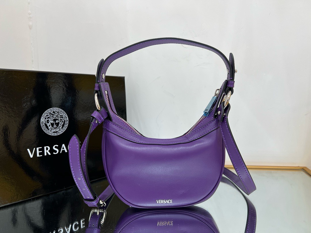 Bagsaaa Versace Repeat Medusa Mini leather shoulder bag in purple - 20x4x13cm
