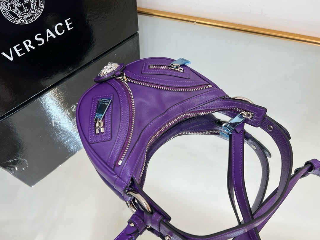 Bagsaaa Versace Repeat Medusa Mini leather shoulder bag in purple - 20x4x13cm