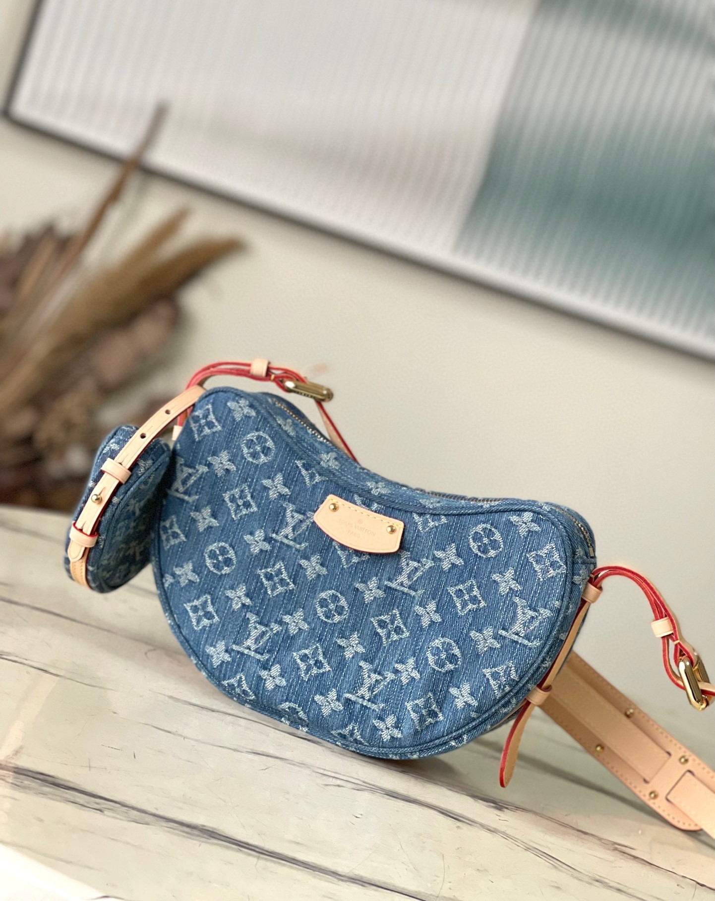 Bagsaaa L0vis Vvtt0n M46856 Croissant MM Denim Blue - 25 x 15 x 5 cm