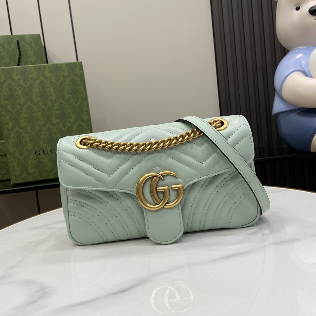 Bagsaaa Gvc*1 GG Marmont Small Shoulder Bag Pale Green 443497 Size 26x15x7cm