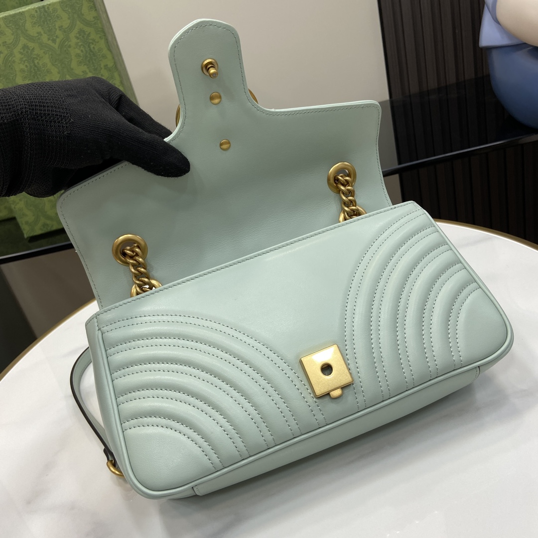 Bagsaaa Gvc*1 GG Marmont Small Shoulder Bag Pale Green 443497 Size 26x15x7cm
