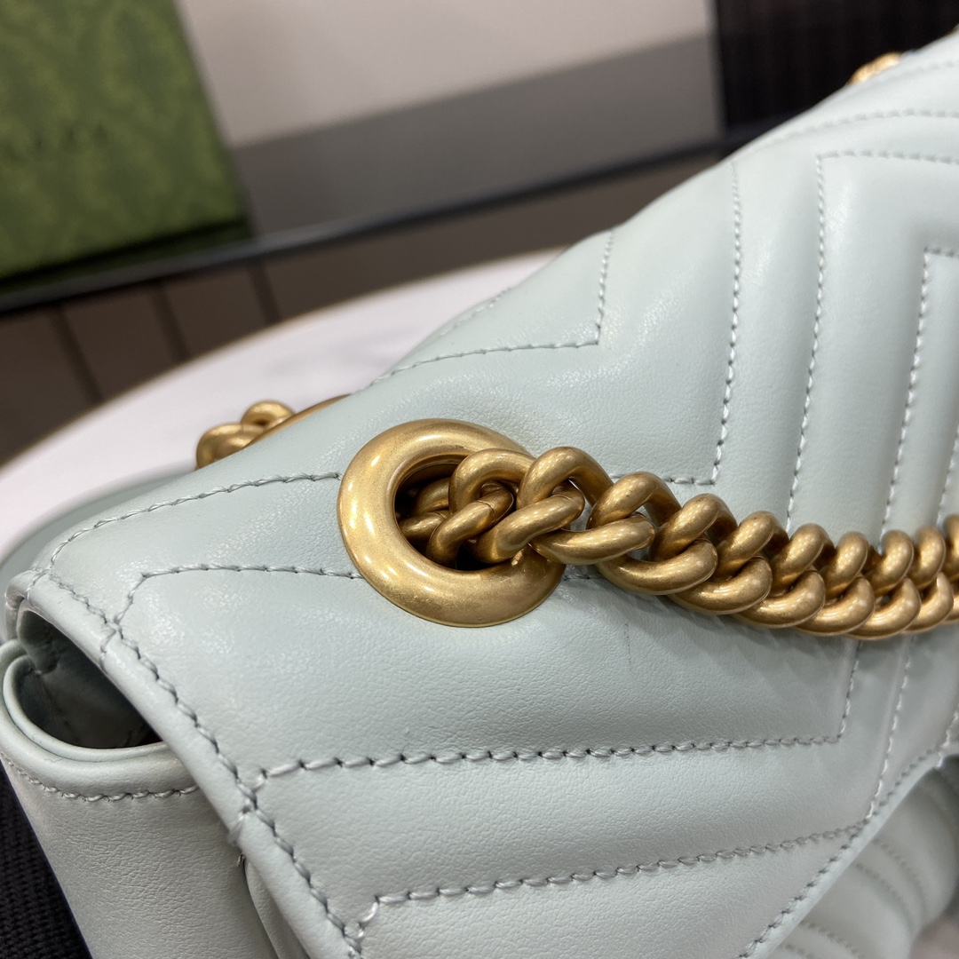 Bagsaaa Gvc*1 GG Marmont Small Shoulder Bag Pale Green 443497 Size 26x15x7cm
