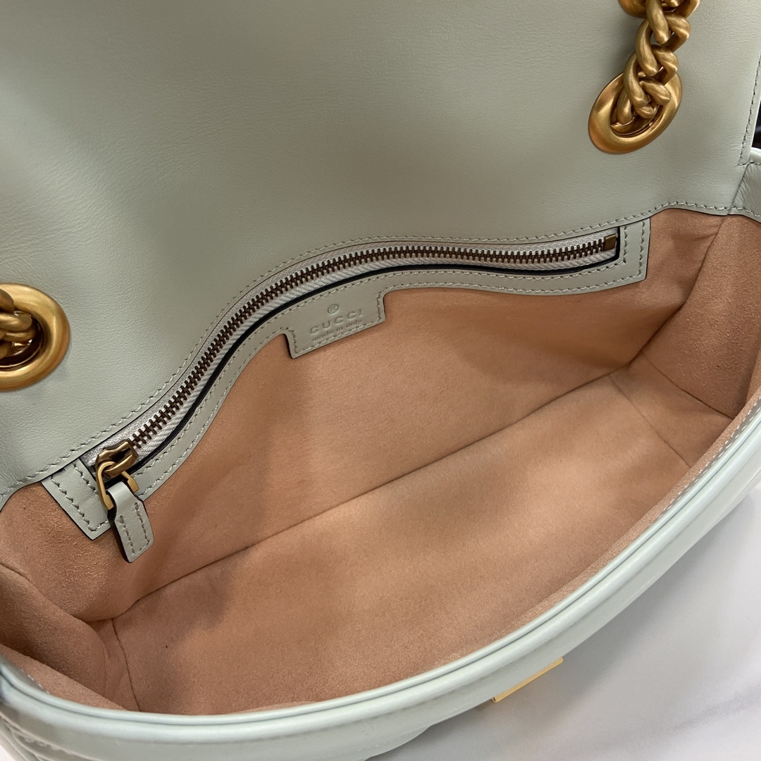 Bagsaaa Gvc*1 GG Marmont Small Shoulder Bag Pale Green 443497 Size 26x15x7cm