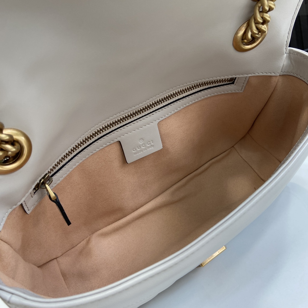 Bagsaaa Gvc*1 GG Marmont Small Shoulder Bag Light Gray 443497 Size 26x15x7cm