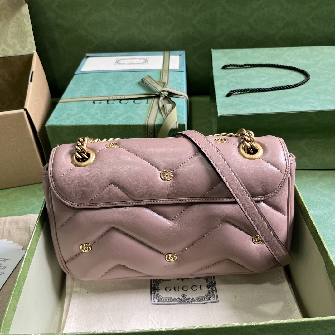 Bagsaaa Gvc*1 GG Marmont Small Shoulder Bag Rose Beige 443497 Size 26x15x7cm