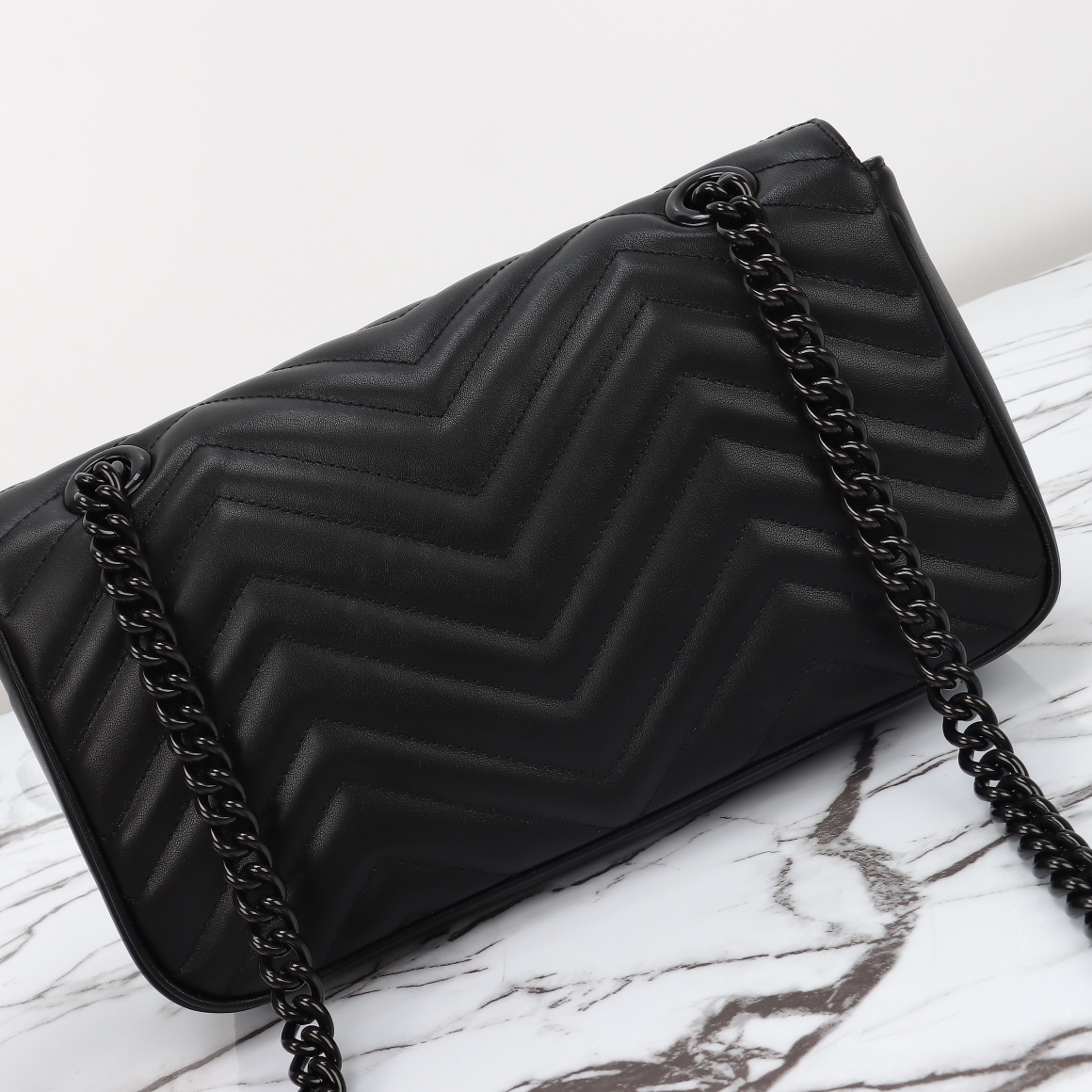 Bagsaaa Gvc*1 GG Marmont Small Shoulder Bag Full Black 443497 Size 26x15x7cm