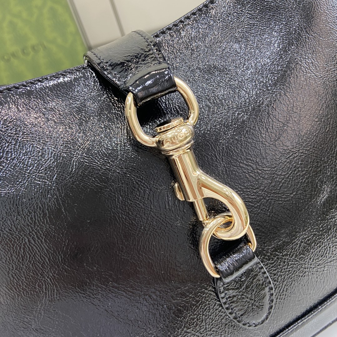 Bagsaaa Gvc*1 Jackie Small Shoulder Bag Black Patent 782849 Size 27.5x19x4cm