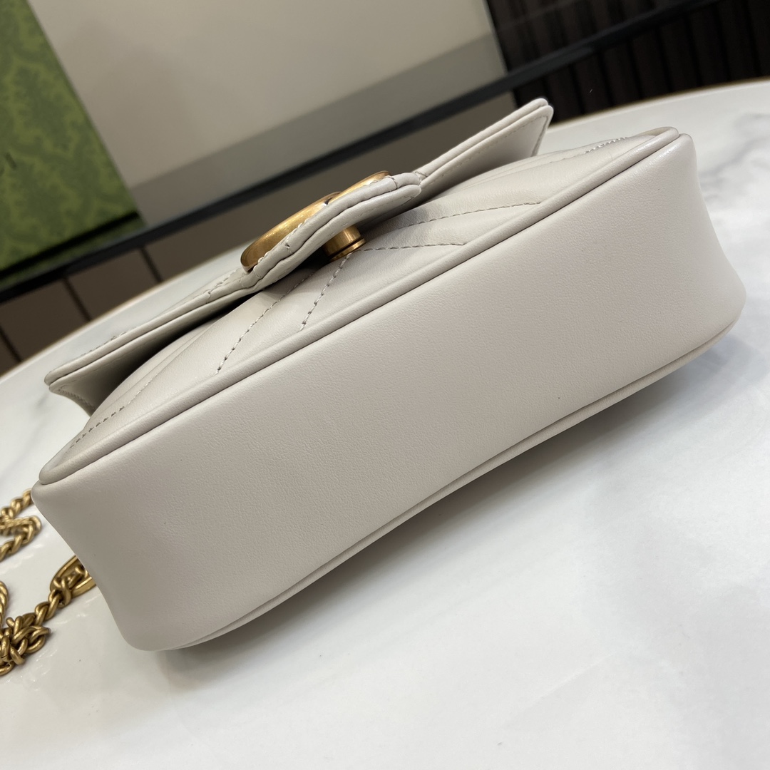Bagsaaa Gvc*1 GG Marmont S*per Mini Bag 476433 Light Gray Size 16.5x10x4.5cm