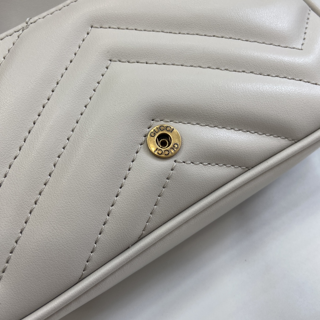 Bagsaaa Gvc*1 GG Marmont S*per Mini Bag 476433 Light Gray Size 16.5x10x4.5cm