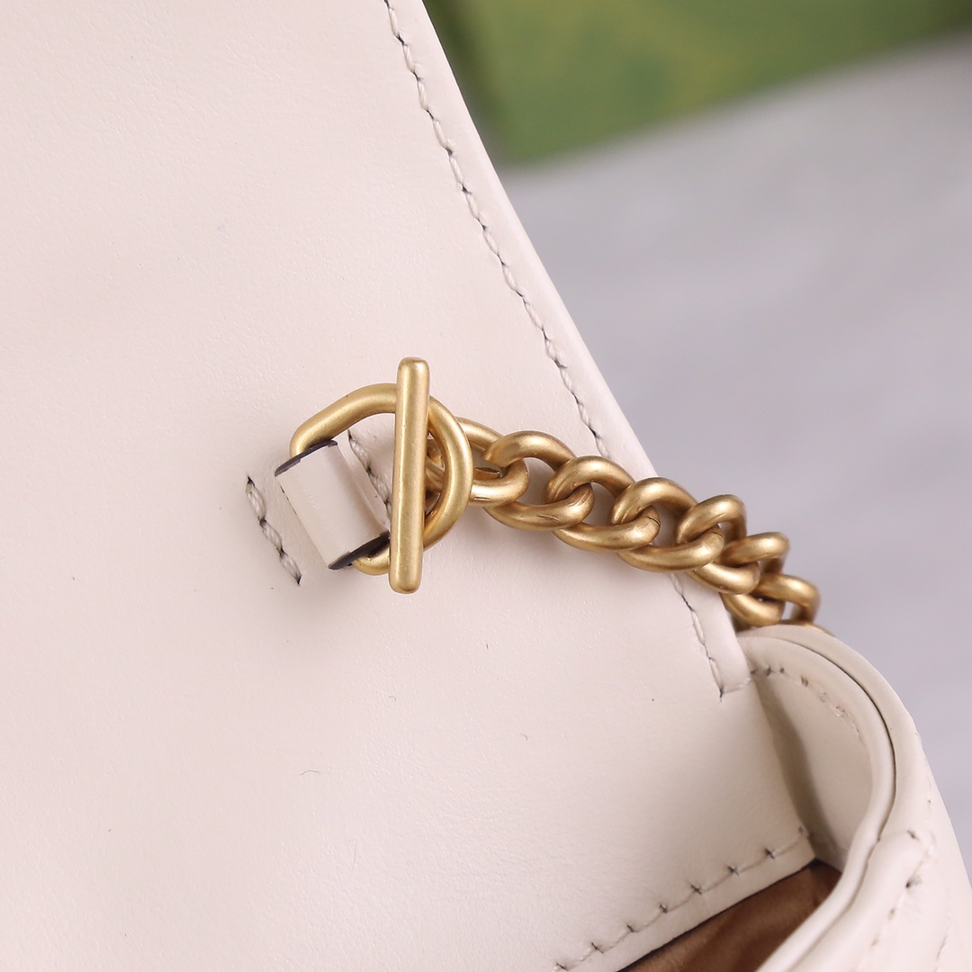 Bagsaaa Gvc*1 GG Marmont S*per Mini Bag 476433 White Size 16.5x10x4.5cm